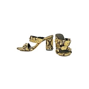 Rebecca Minkoff Women's Snakeskin Silver Studded Sandal Heels - Size 7